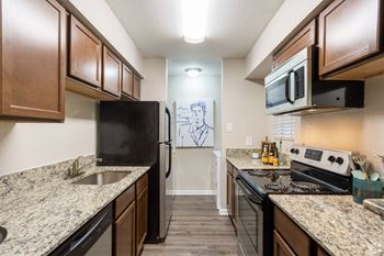 Updated espresso wood cabinetry